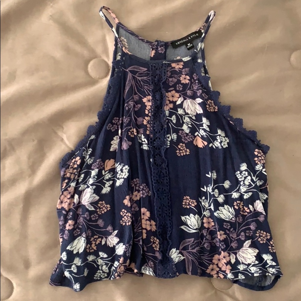 Kendall&Kylie Navy flower top